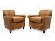 A Pair Of Vintage Leather Club Arm Chair In Genuine Tan Leather Sir Walter