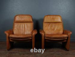 A Pair of De Sede Reclining DS50 in Tan Neck Leather, vintage, Original