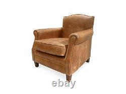 A Pair of Vintage Leather Club Arm Chairs in Genuine Tan Leather'Burlington