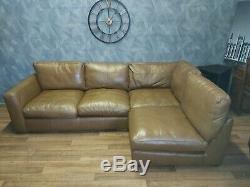 Alexander & James Vintage Tan Brown Leather Corner Sofa