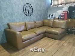 Alexander & James Vintage Tan Brown Leather Corner Sofa