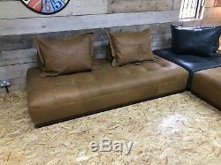 Alexander James maxi 6-8 str tan brown grey leather corner unit modular sofa bed