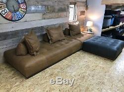 Alexander James maxi 6-8 str tan brown grey leather corner unit modular sofa bed