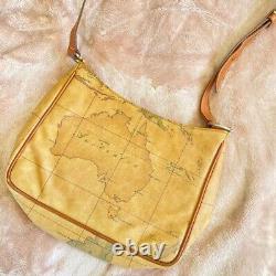 Alviero Martini Tan Map Shoulder Bag Purse Vintage 90s