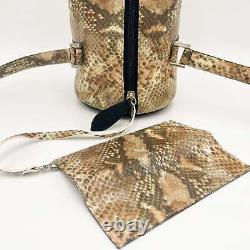 Antonio Barbato Vintage Tan Snakeskin Leather Cylinder Bag