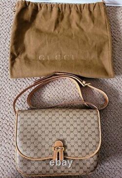 Auth Gucci Vintage Monogram Shoulder/crossbody Bag Preowned Medium Tan