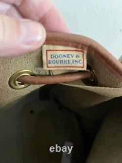 Auth. Vintage Dooney&Bourke Medium Cream Tan AWL Leather Drawstring Bucket Bag