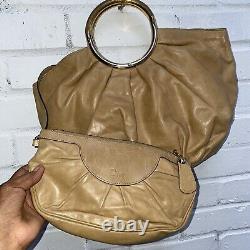 Authentic Galliano Dior Babe Tote Bag & Clutch Tan Leather Y2K Vintage