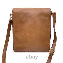 Authentic Gucci Vintage Beige Tan Leather Vertical Crossbody Shoulder Bag