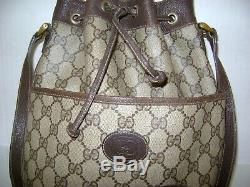 Authentic Gucci Vintage Gg Supreme Bucket Bag Tan /brown Made In Italy