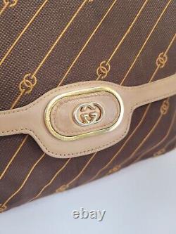 Authentic Gucci Vintage Monogram Camel / Tan and Brown Shoulder Bag