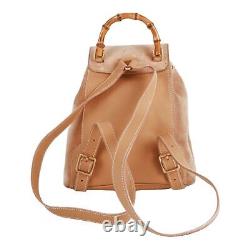 Authentic Gucci Vintage Tan Leather & Bamboo Mini Backpack