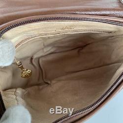 Authentic Gucci Vintage Tan Monogram Suede and Leather Shoulder Bag