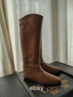 Authentic HERMES Vintage Jumping Riding Boots Tan Leather UK 7 (40)
