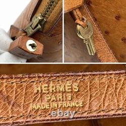 Authentic Hermes Vintage 1992 Tan Ostrich Leather Bolide 35 Bag with Strap