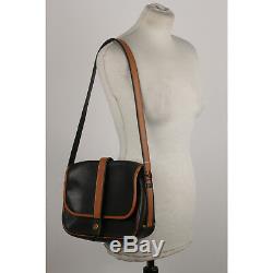Authentic Hermes Vintage Black and Tan Leather Noumea Shoulder Bag