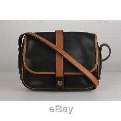 Authentic Hermes Vintage Black and Tan Leather Noumea Shoulder Bag
