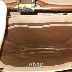 Authentic Paolo Gucci Tan and Brown Leather Shoulder Bag Crossbag Purse Vintage