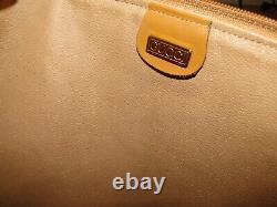 Authentic Vintage 80's Gucci Cream Monogram Tan Leather Satchel Style Handbag