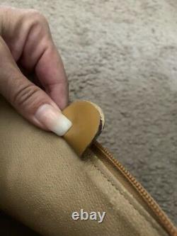 Authentic Vintage 80's Gucci Cream Monogram Tan Leather Satchel Style Handbag
