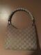 Authentic Vintage Gucci Tan suede leather GG bamboo Handle shoulder bag