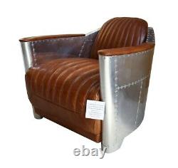 Aviator Aviation Original Vintage Rocket Tub Chair Distressed Tan Real Leather