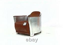 Aviator Aviation Original Vintage Rocket Tub Chair Distressed Tan Real Leather