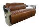 Aviator Genuine Vintage Retro 2 Seater Sofa Distressed Tan Real Leather