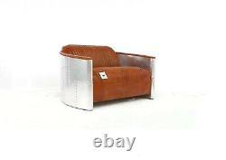Aviator Original Vintage Pilot 2 Seater Sofa Distressed Tan Real Leather