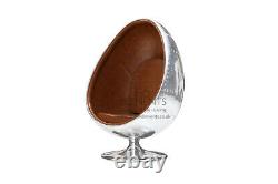 Aviator Swivel Egg Pod Chair Vintage Tan Brown PU Leather UK Stock FREE Delivery