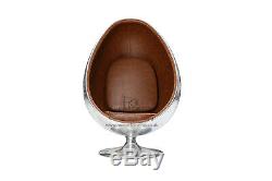 Aviator Swivel Egg Pod Chair Vintage Tan Brown PU Leather UK Stock FREE Delivery