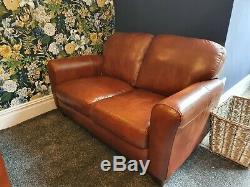 Beautiful Alexander & James Vintage Leather 2 Seater Sofa Tan