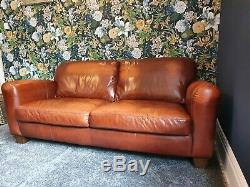 Beautiful Alexander & James Vintage Leather 3 Seater Sofa Tan