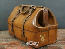Beautiful Mens Vintage Tan Leather Belted Gladstone Bag Travel Bag Leather Lined