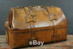 Beautiful Mens Vintage Tan Leather Belted Gladstone Bag Travel Bag Leather Lined