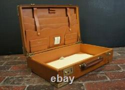 Beautiful Tan Leather Vintage Writing Suitcase Stunning Interior