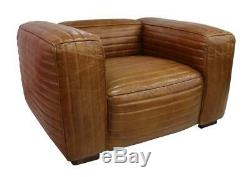 Belgrave Art Deco Luxury Large Club Chair Retro Vintage Distressed Tan Leather