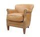 Brand New Professor Armchair Vintage Real Smooth Aniline Leather In Caramel Tan