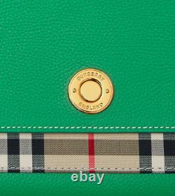Burberry Medium Note Vintage Check & Leather Crossbody Shoulder Bag Green NWT
