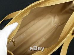 CHANEL CC Chain Tan Caviar Leather Shopper Tote Shoulder Hand Bag $4500 Auth