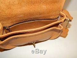 COACH Prairie Bag 9954 Tan Crossbody All Leather Vintage Flap Over Turn Lock Bag