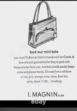 COACH Vintage BONNIE CASHIN Carry Leather Kisslock Mini Tote Handbag Tan