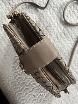 COSCI Vintage Tan Woven Leather Crossbody Shoulder Bag Purse High Qual HM Italy