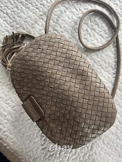 COSCI Vintage Tan Woven Leather Crossbody Shoulder Bag Purse High Qual HM Italy