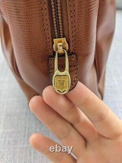 Celine Paris Brown Tan Leather Vintage Circle Logo Zip Up Shoulder Handbag