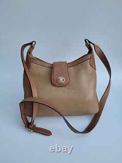 Celine Vintage Triomphe Tan Brown Leather Hobo Shoulder / Crossbody Bag