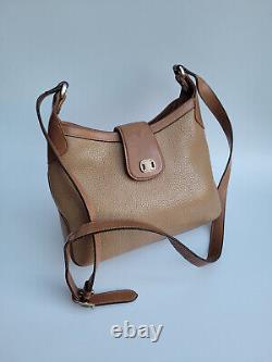 Celine Vintage Triomphe Tan Brown Leather Hobo Shoulder / Crossbody Bag