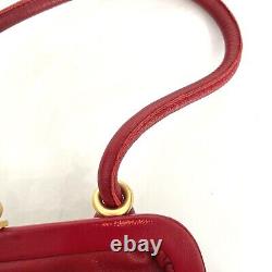 Chanel 2001 Vintage Tan Beige Red Perforated Leather Bow Purse Handbag