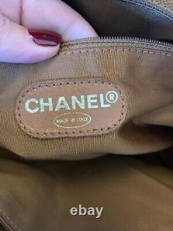 Chanel 90s Vintage Tan & Gold Shoulder Bowling Bag