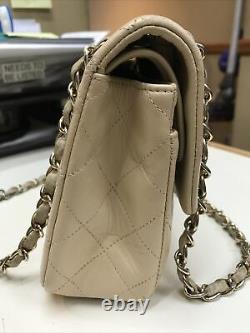 Chanel Quilted Beige Tan Small Double Flap Shoulder Handbag Vintage